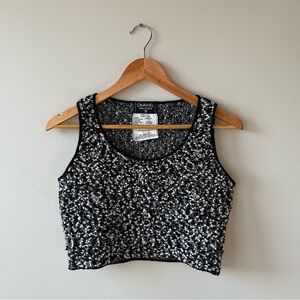 CHANEL Black and White Bouclé Crop Tank Top